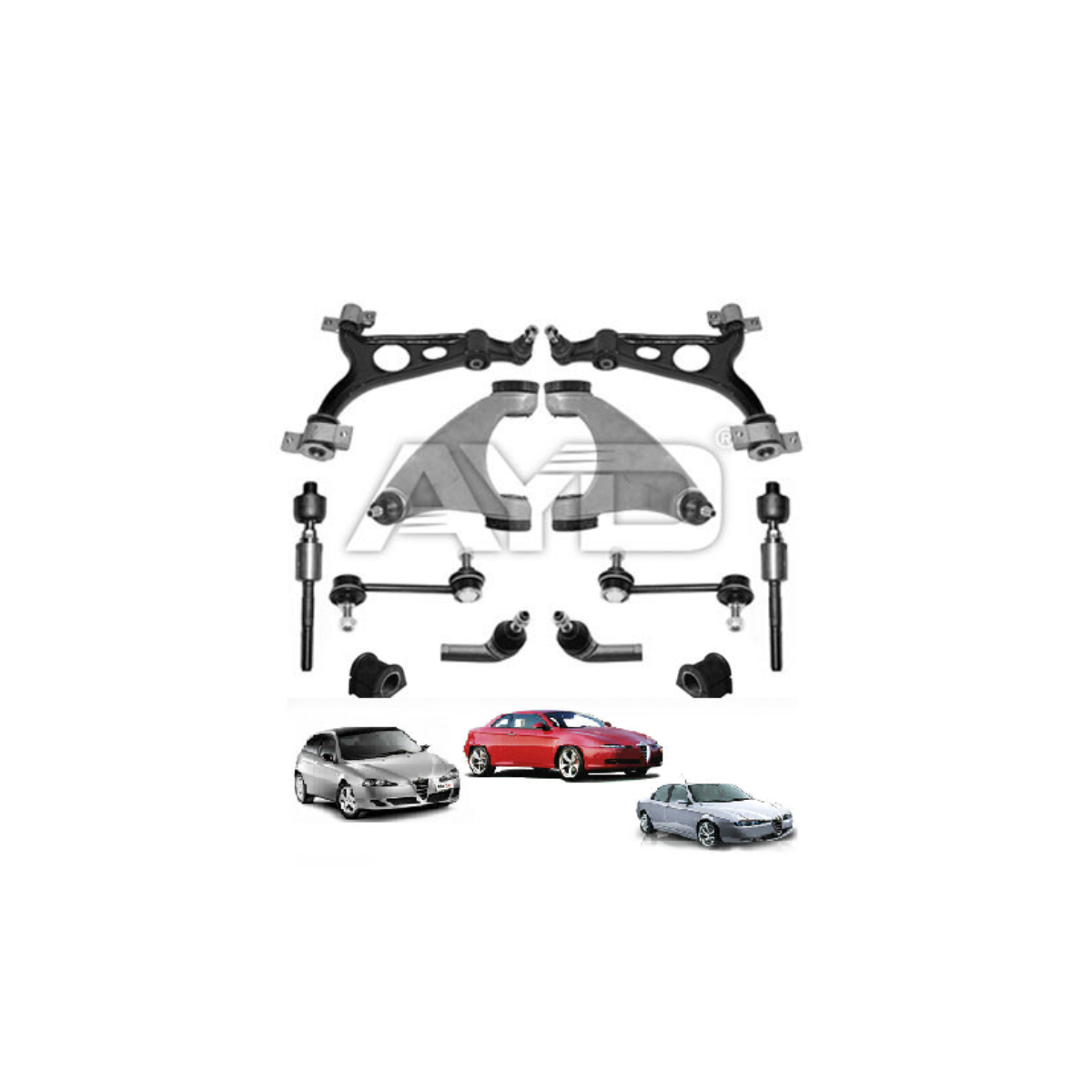 KIT BRACCI SOSPENSIONE ANTERIORE 147 156 GT 12 PEZZI