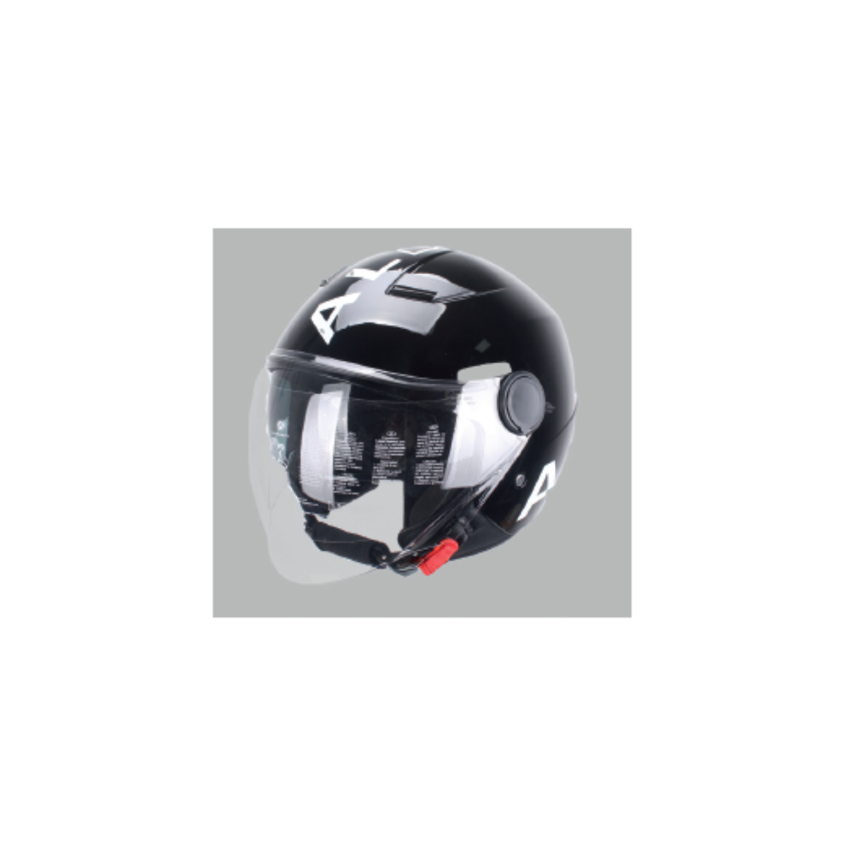 CASCO MOTO SCOOTER AL DESIGN NERO SCRITTA BIANCA D/V