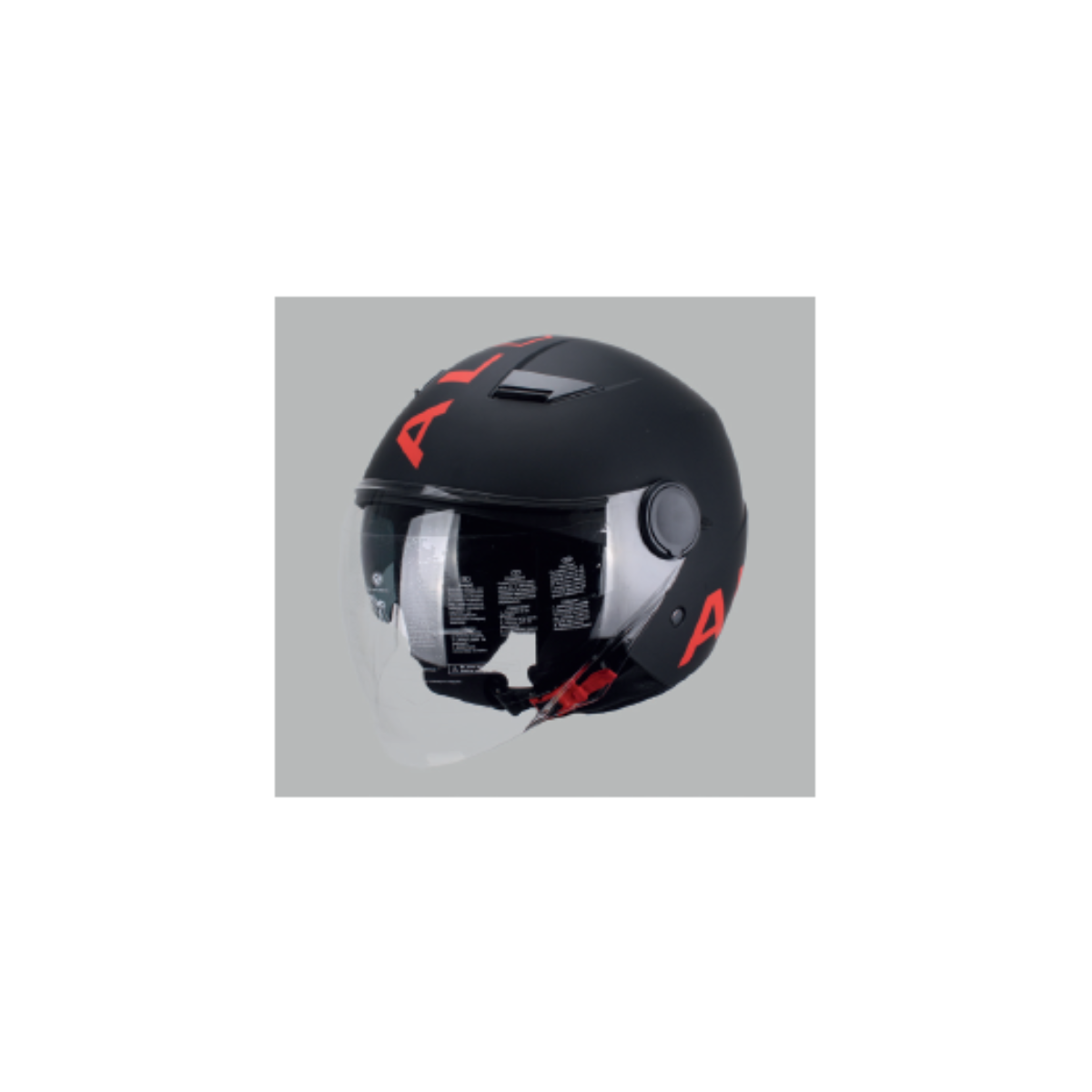 CASCO MOTO SCOOTER AL DESIGN NERO SCRITTA ROSSA D/V